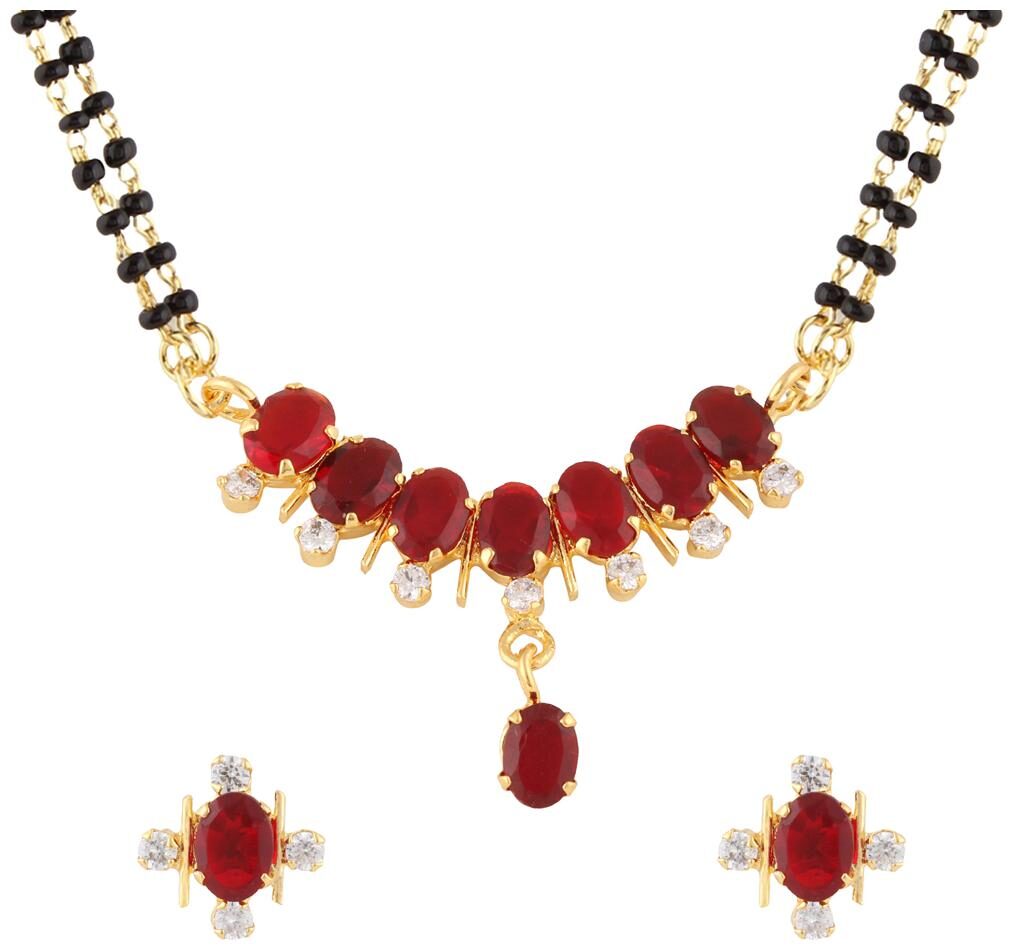 

Archi Collection Designer Gold Plated CZ Mangalsutra Set