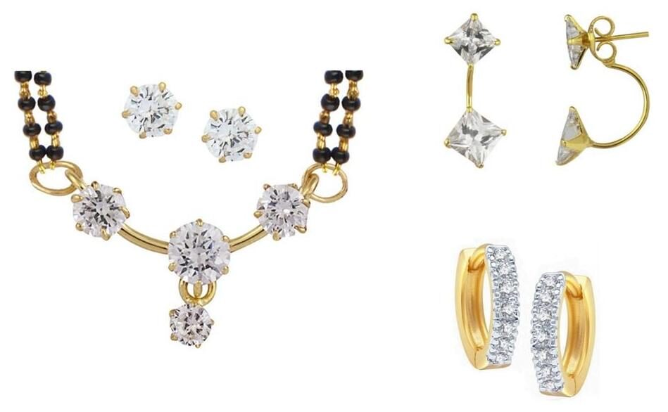 

Archi Collection Combo of CZ Mangalsutra Set Earrings