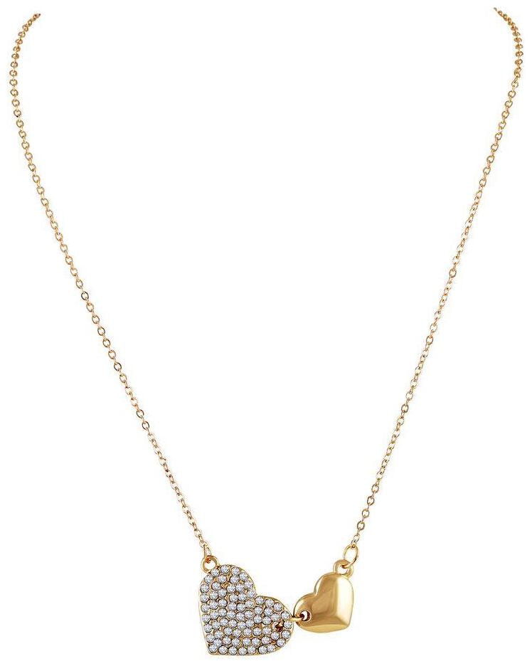 

Asmitta Elegant Gold Heart And Diamond Heart Shape Gold Plated White Stone Pendant For Women