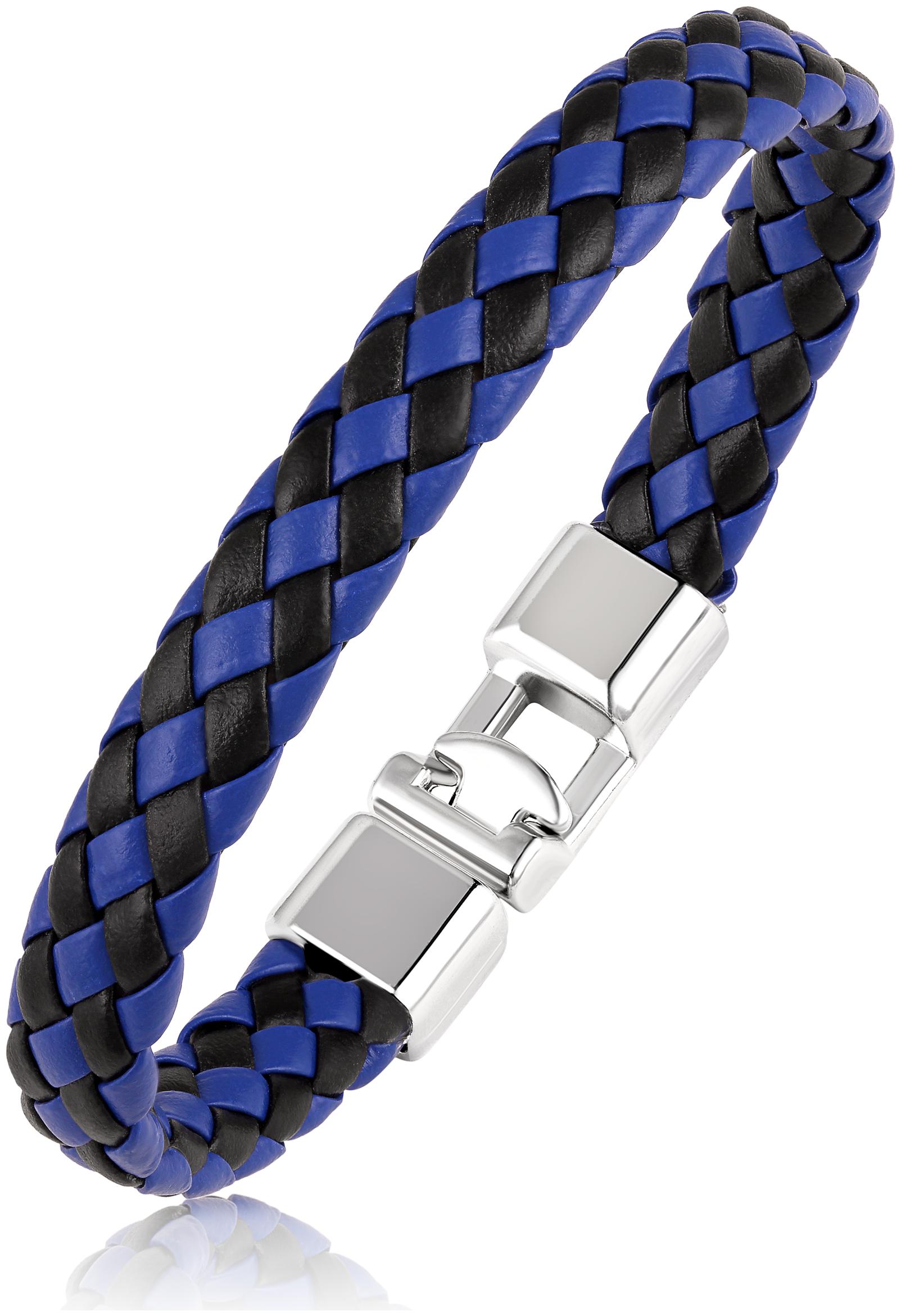 

Asmitta Leather With High Stainless Steel Silver Plated Bracelet For Men