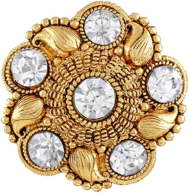 Asmitta Traditional Kuri Design Gold Plated Free Size Finger Ring For Women