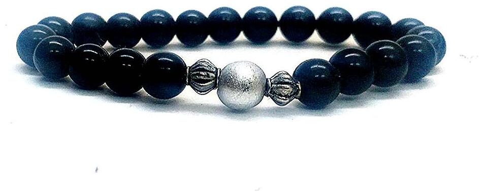 

Astrocrystals9 Black Onyx Parad Para Goli Parad Gutika 8 Mm Stretch Bracelet