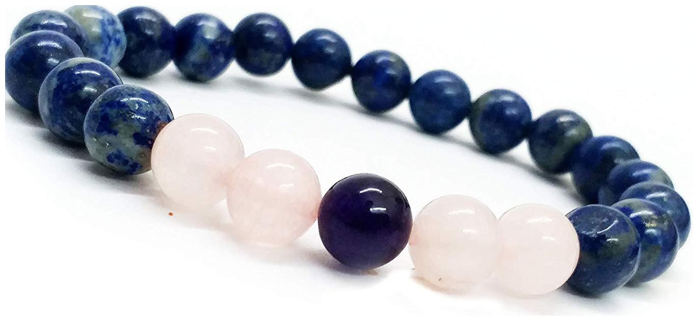

Astrocrystals9 Lapis Lazuli Rose Quartz And Amethyst 8 Mm Stretch Bracelet