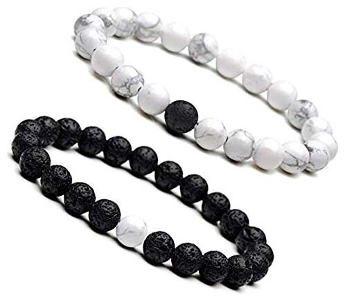 

Astrocrystals9 Howlite Lava Rock Beads (Volcanic Beads) 8 Mm Stretch Bracelet