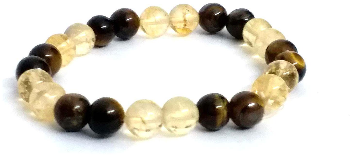 

Astrocrystals9 Natural Citrine Tiger Eye Stone Stretch 8 Mm Bracelet