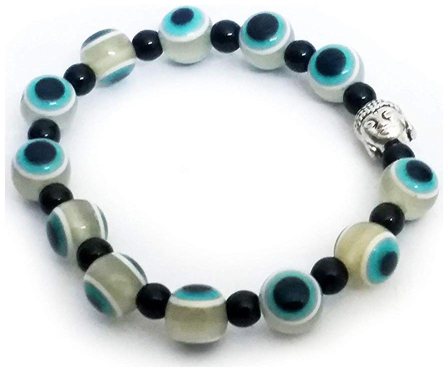 

ASTROCRYSTALS9 blue evil eye black onyx crystal bracelet