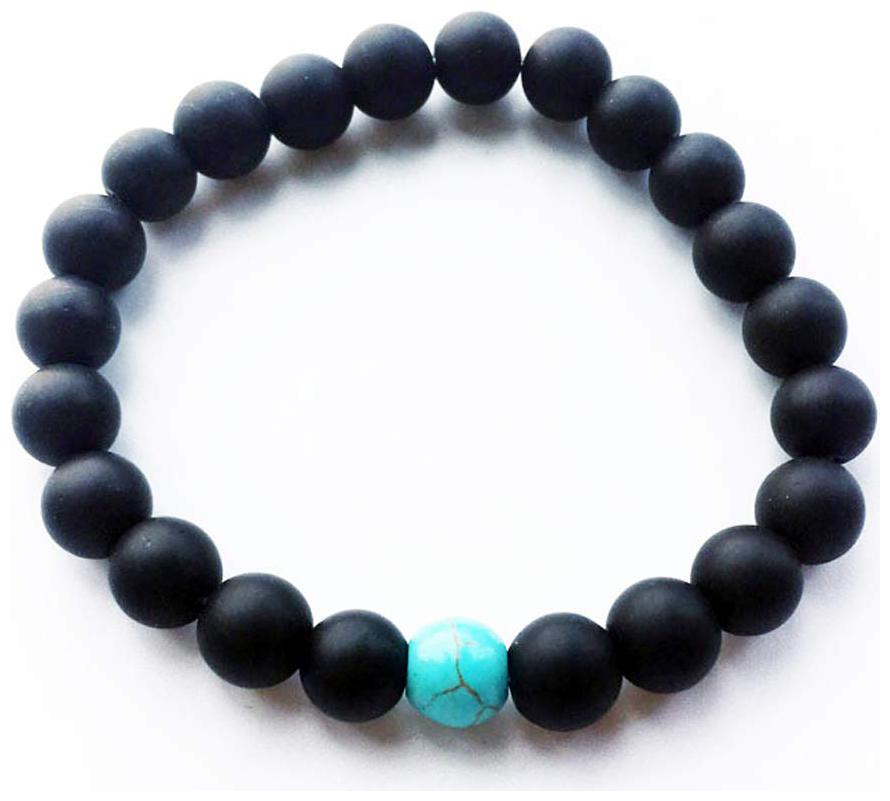 

Astrocrystals9 Black Onyx Matte Finish And Turquoise Crystal Bracelet