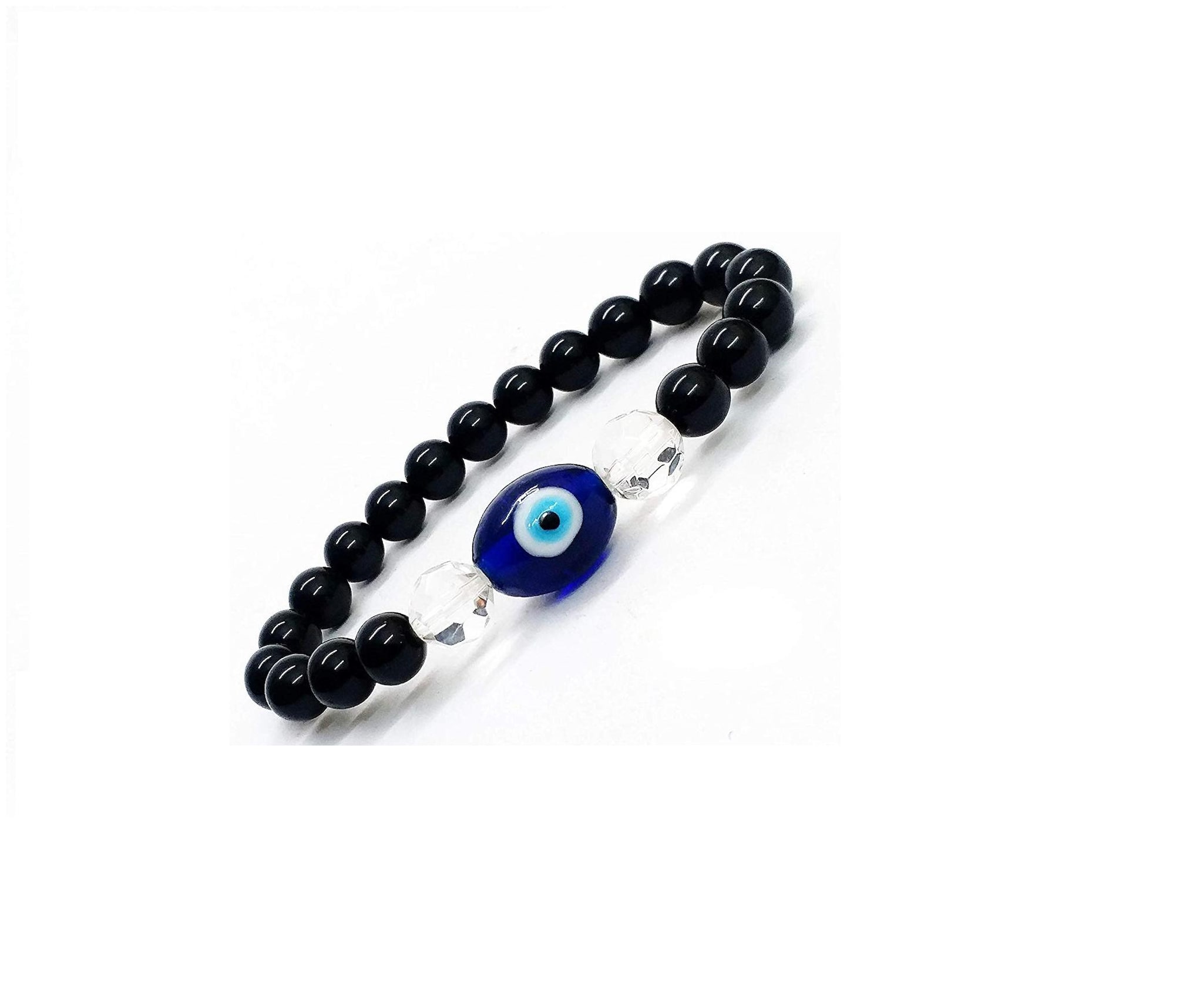 

ASTROCRYSTALS9 evil eye oval black onyx crystal bracelet