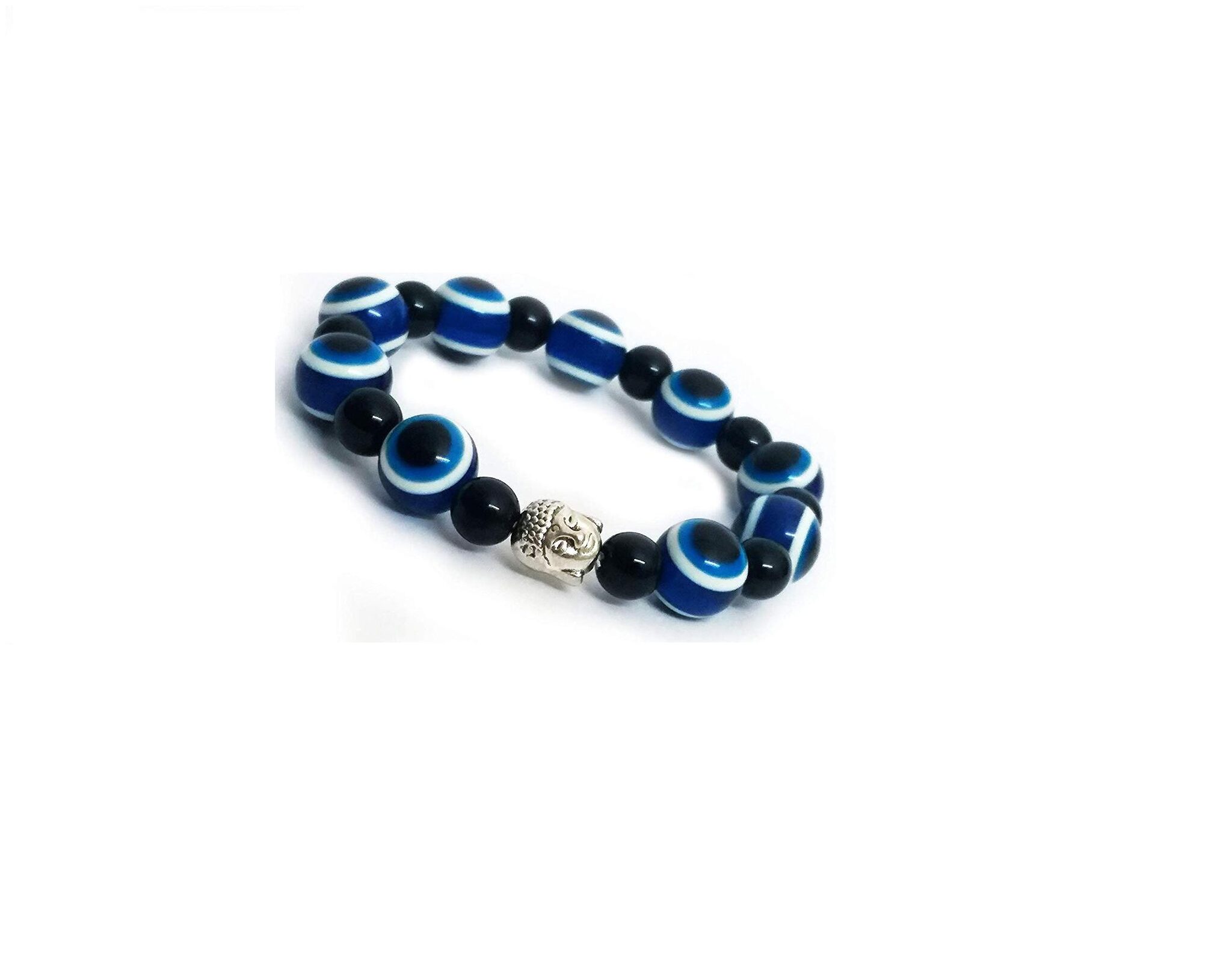 

ASTROCRYSTALS9 evil eye black onyx crystal buddha powered bracelet