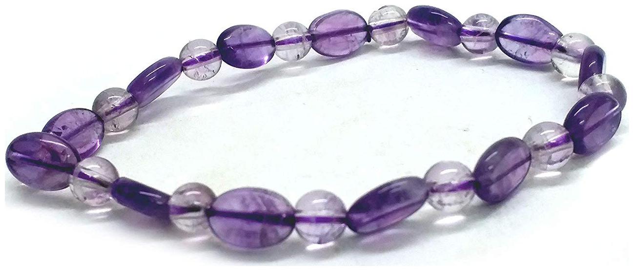 

ASTROCRYSTALS9 natural amethyst crystal quality oval stretch bracelet