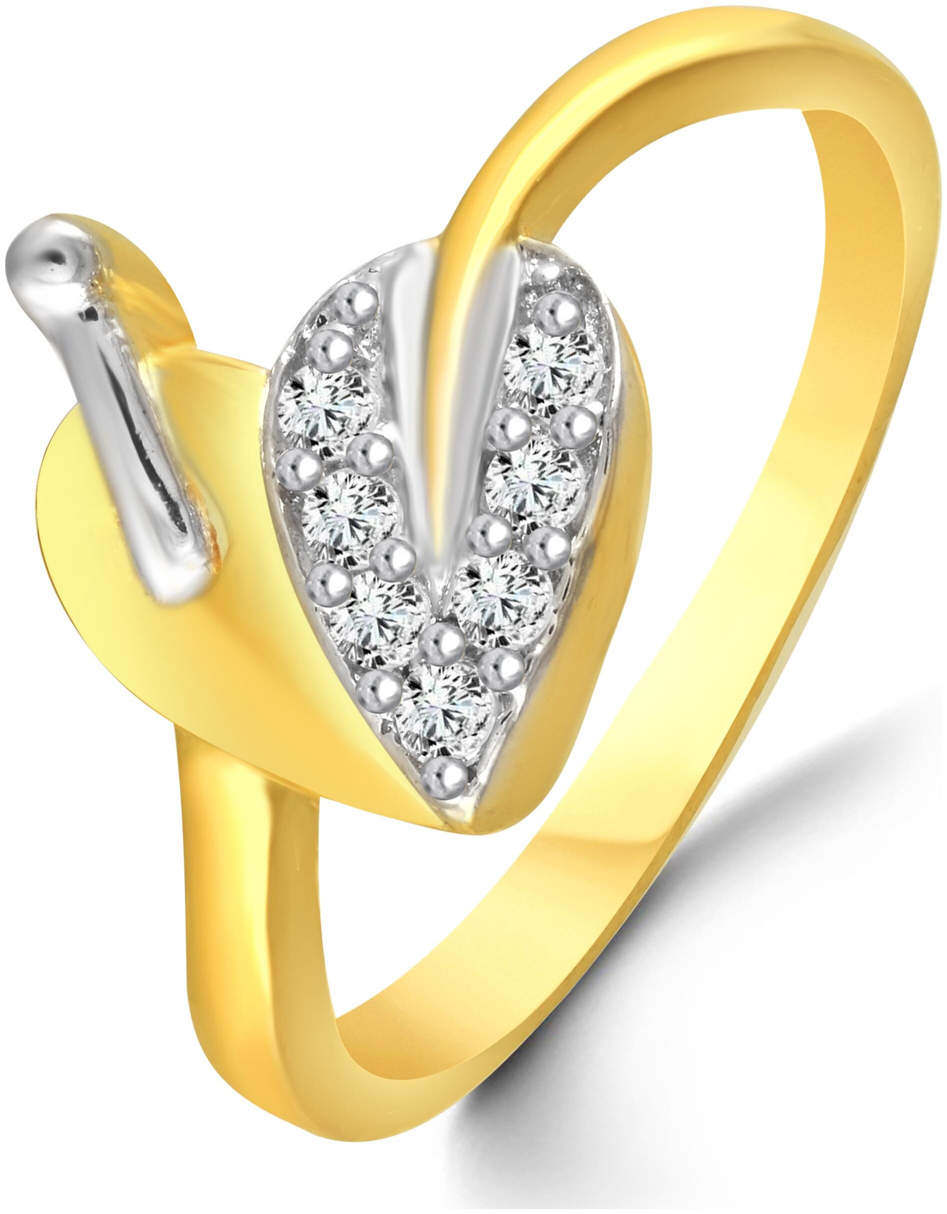

Attractive Heart Diamond Studded Gold Plated Alloy Brass Cz American Diamond Finger Ring for Women Girls