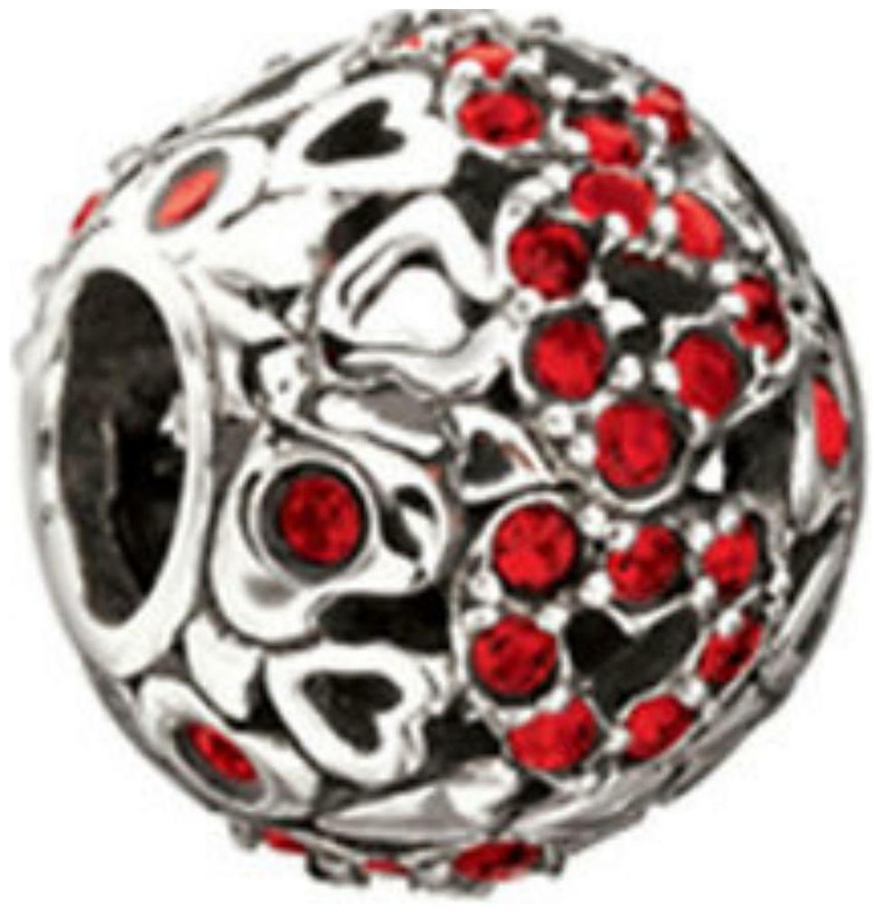 

AUTHENTIC CHAMILIA CAPTURED HEARTS- RED SWAROVSKI CRYSTALS 2025-0681 NEW W TAG