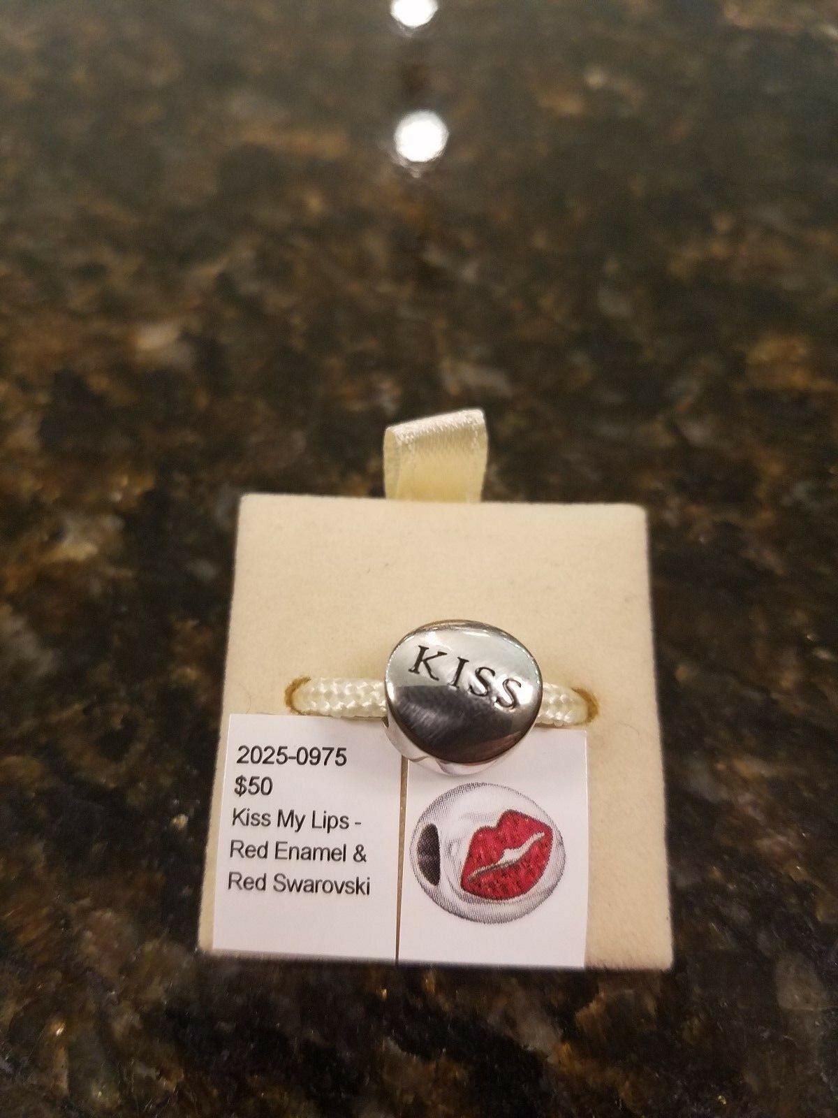 

Authentic Chamilia Kiss My Lips- Red Enamel and Red Swarovski Charm