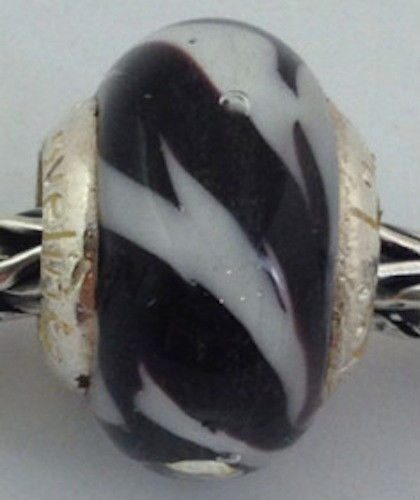 

Authentic Lovelinks Pastiche Murano Glass Black White Bead Charm