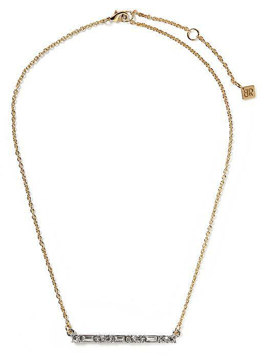 

Banana Republic Women s Gold Tone Matchstick Bar Crystal Necklace NWT 58