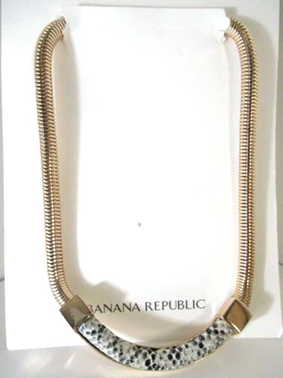 

Banana Republic Grey Snake Gold Statement Necklace NWT 79 95