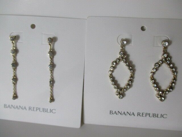 

Banana Republic Riviera Drop Earrings Delicate Crystal Drop Earrings Set 2 NWT