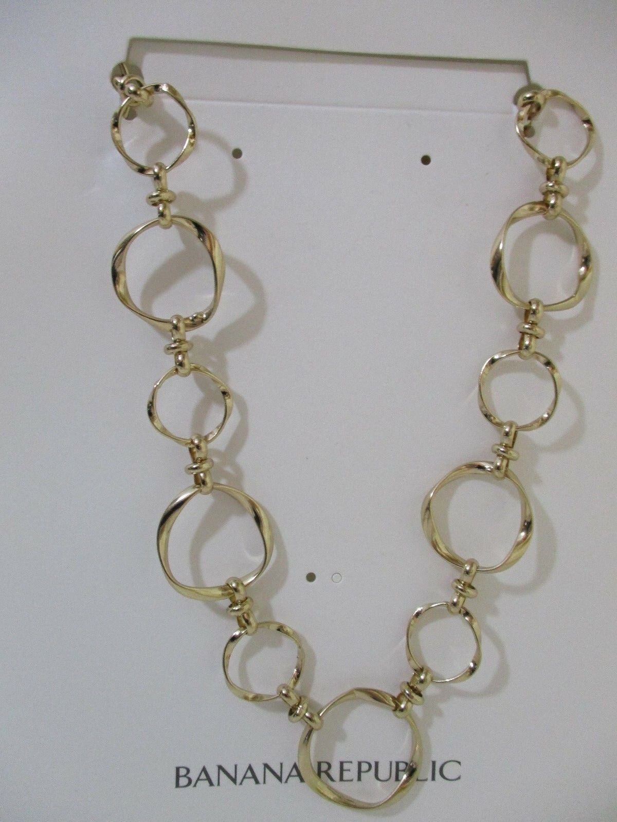 

Banana Republic Metallic Rattan Round Link Layered Necklace NWT 45 00 GOLD