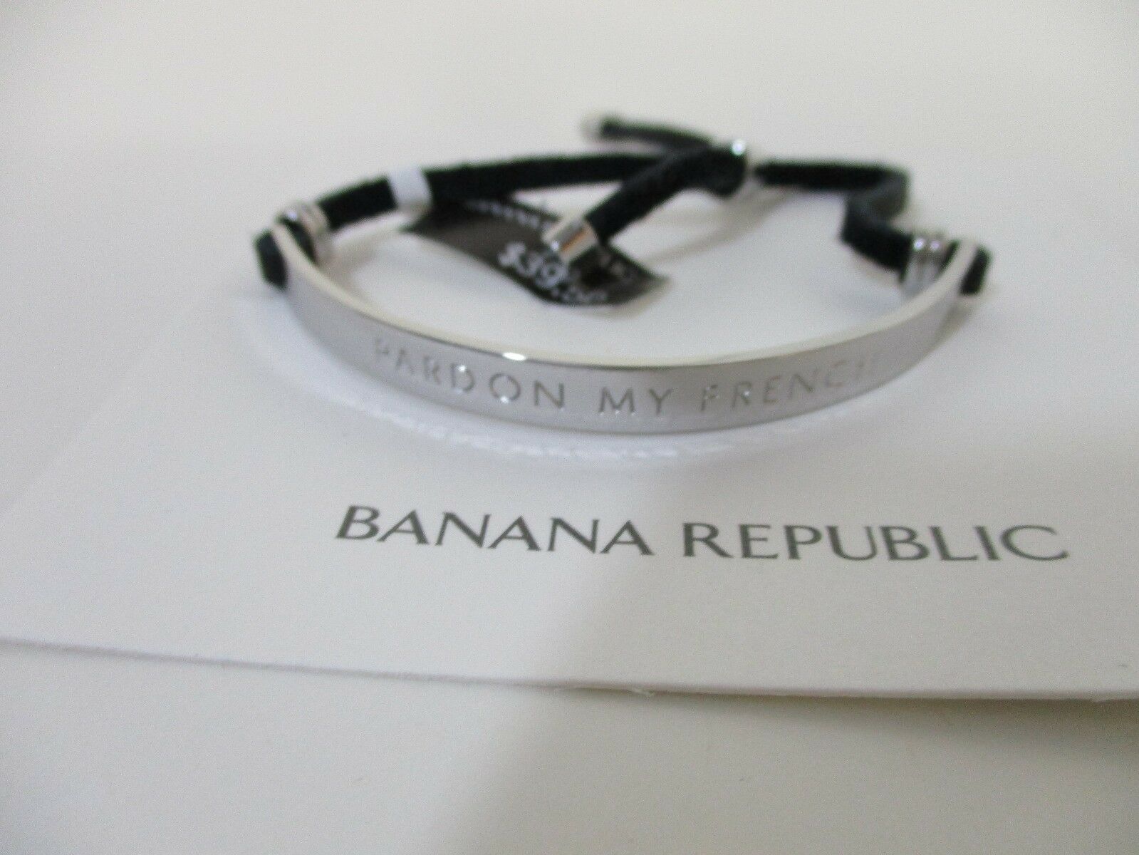 

Banana Republic Women s Idiom Pardon My French Silver bracelet NWT 39 99 black
