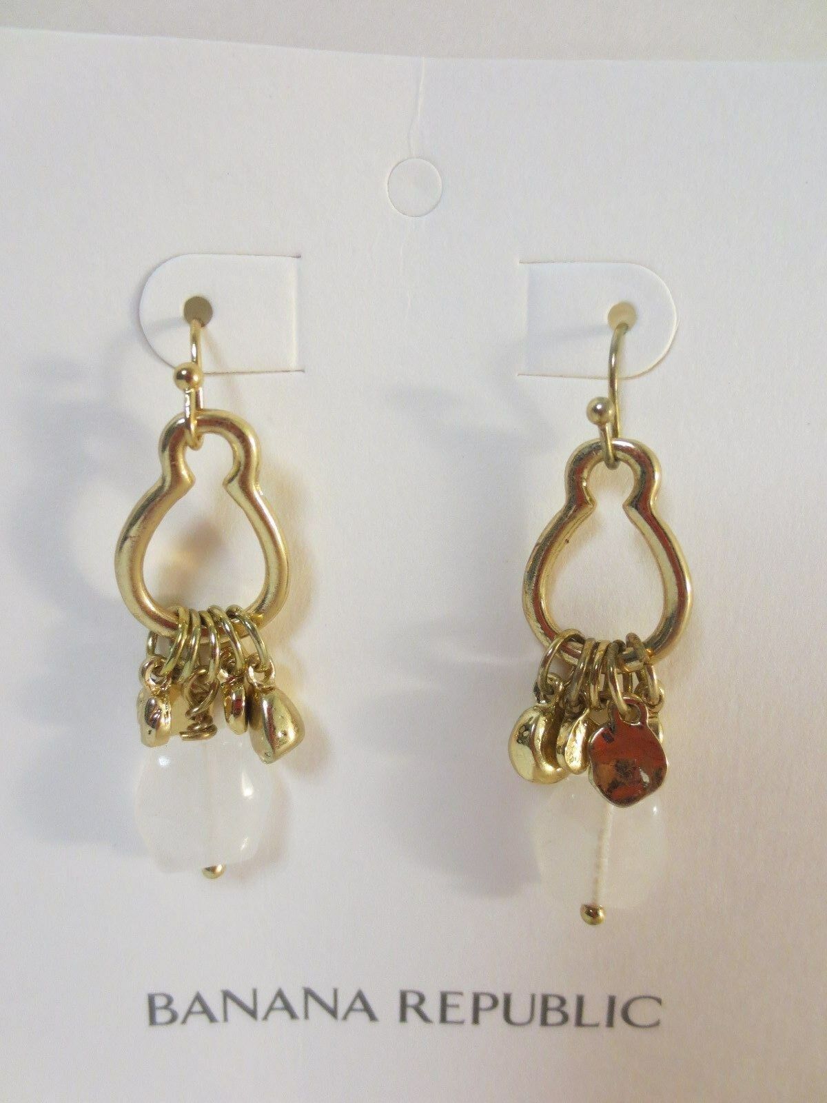 

Banana Republic Gold Charm Drop Cream Earrings NWT 45
