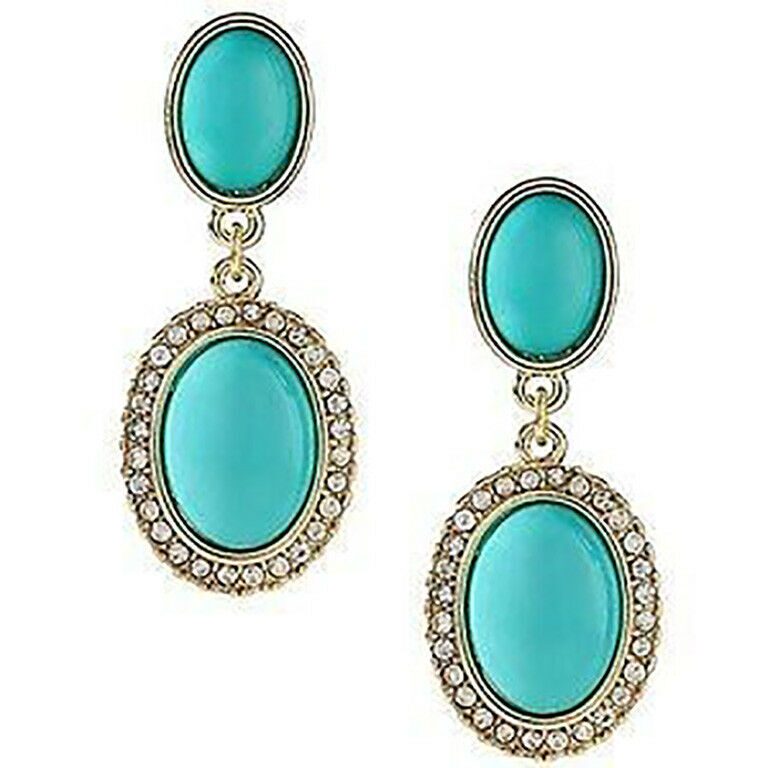 

Banana Republic Socialite TURQ Cabochon Crystal Earrings NWT 39 50