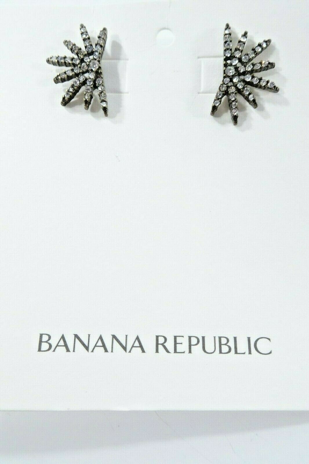 

Banana Republic Women s Antique Silver Crystal Burst Stud Earrings NWT 45