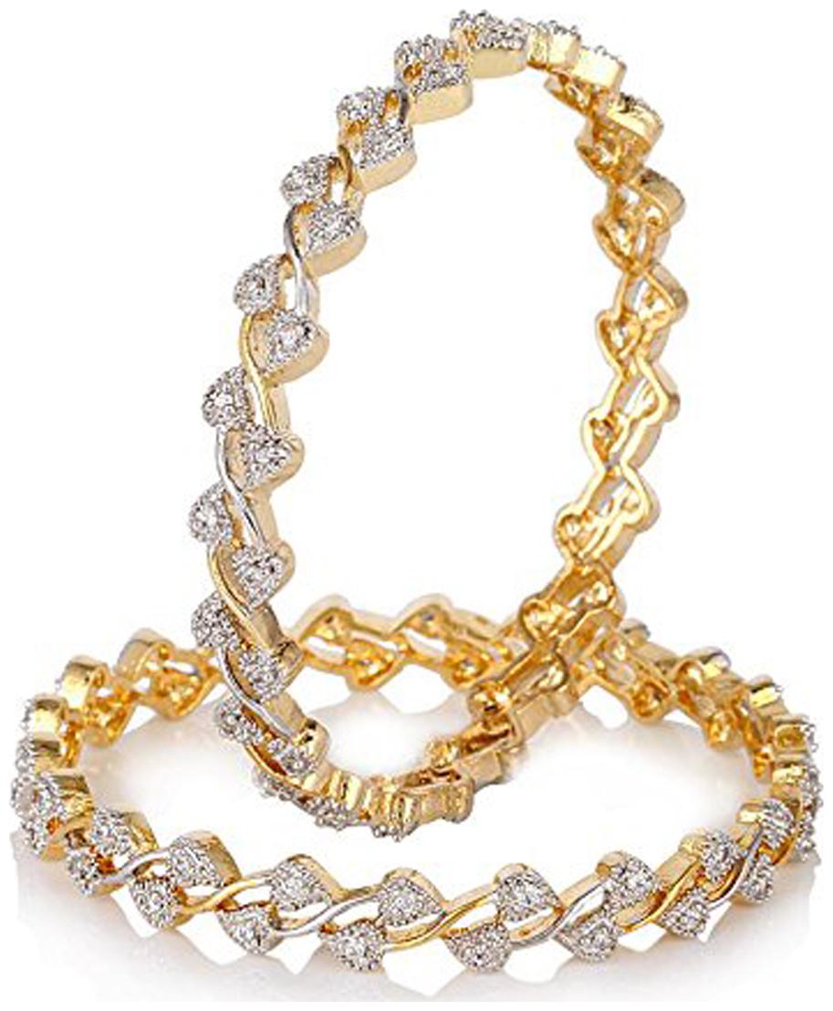 

Bandish American Diamond Gold toned Bangle Set for Women