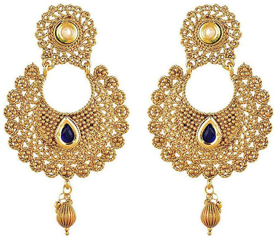 

Bandish Blue Stone Ethnic Gold toned Chandbali
