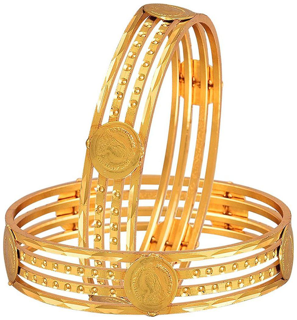 

Bandish Ginni Gold toned Temple Bangles Set