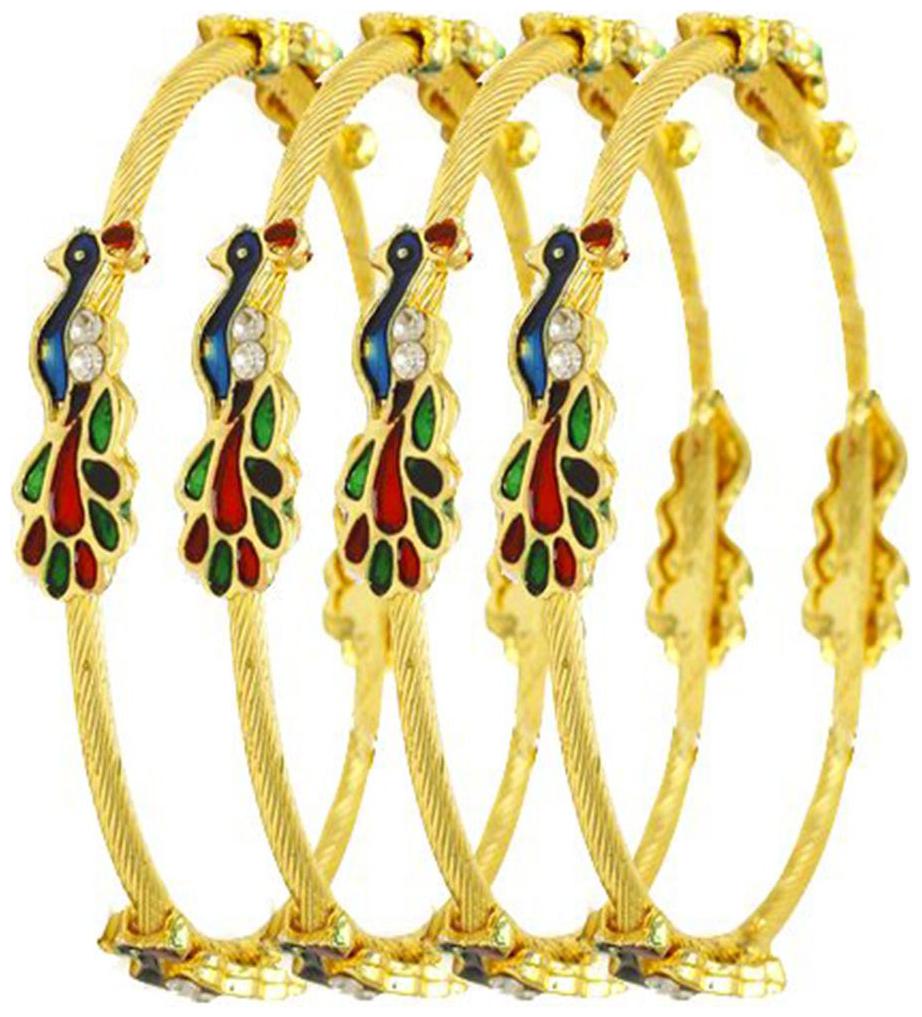 

Bandish Multicolor Meenakari Peacock Set of 4 Bangles
