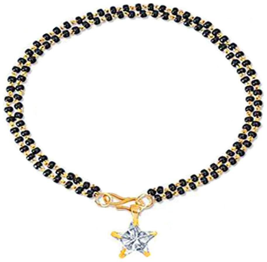 

Bandish Star Solitaire American Diamond Double Bead Bracelet