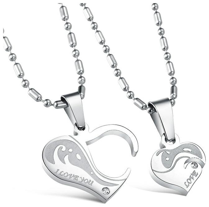 

BAZAR INDIA Design Lover Pendant Custom Jewelry Broken Heart Necklace For Couples