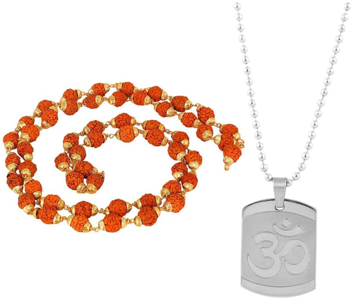 

BEADWORKS RELIGIOUS RUDRAKSHA MALA WITH RELEGIOUS OM LOCKET FOR MEN