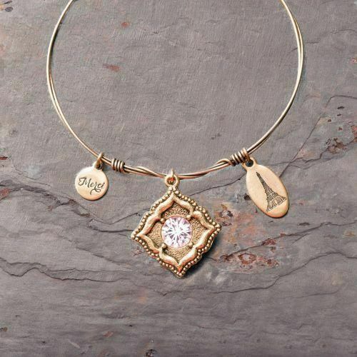

Beaucoup Designs Jewelry C est la Vie Paris Crystal Birthstone Gold Bracelet 7in