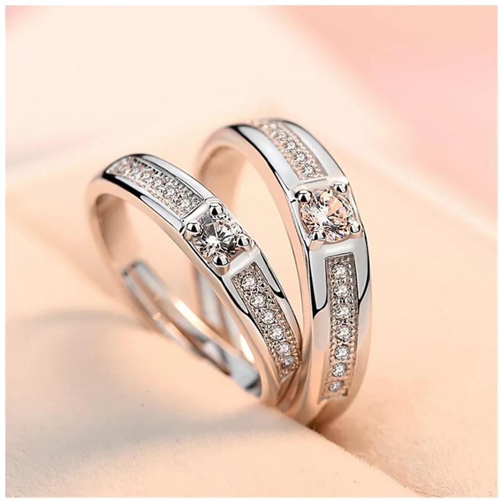 

Adjustable Couple Rings for lovers in Silver valentine gift proposal ring
