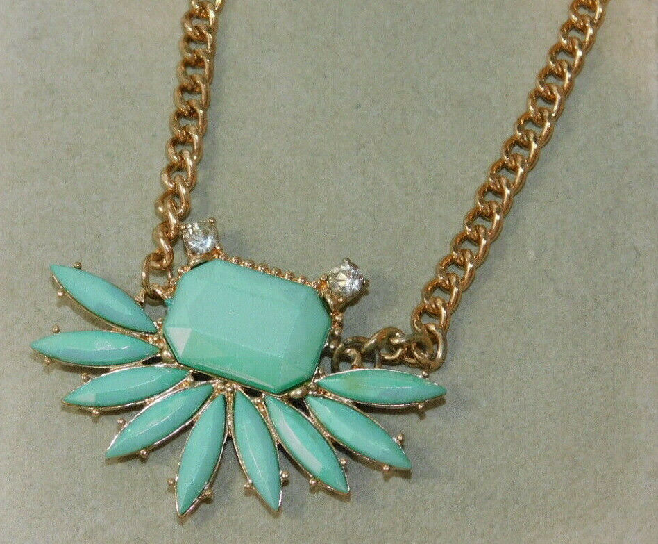 

Beautiful Turquoise Blue Lotus Flower Gold Chain Necklace extndr Raphael 7f 21
