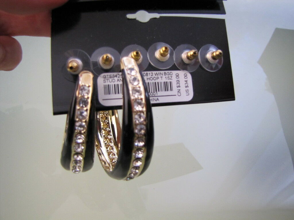

Bebe earrings hanging chandelier stud hoops gold 3 pairs 202907