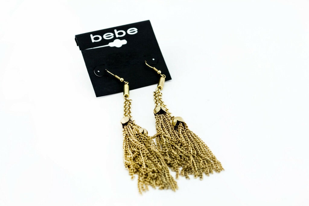 

Bebe earrings gold hanging fringe 222582