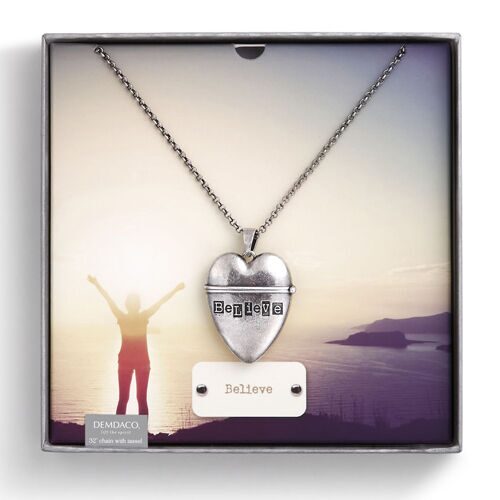 

Story Heart Pendant with Compartment by Demdaco - BELIEVE - DM-SH-051