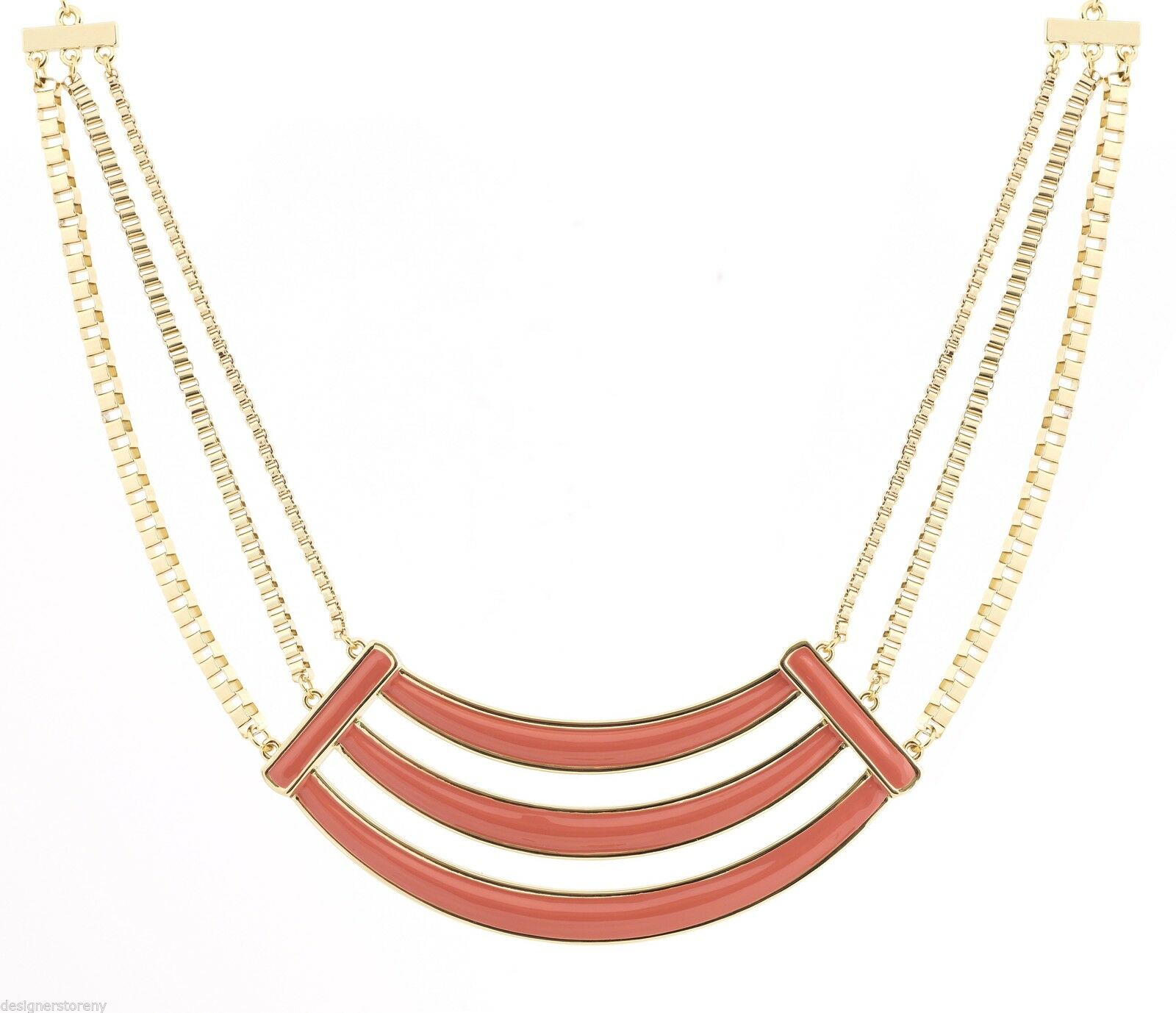 

Belle Noel Kim Kardashian Gold color plated 18 in necklace with coral enameled