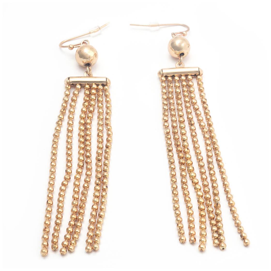 

Belleziya Gold Finish Tasselled Drop Earrings for casual evening wear