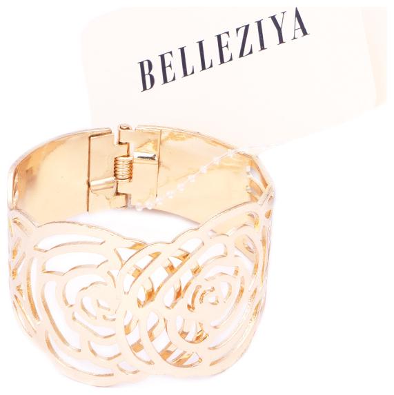 

Belleziya Gold Finish Carved Wristband Fashion Jewelry For All Occasion For Women Girls