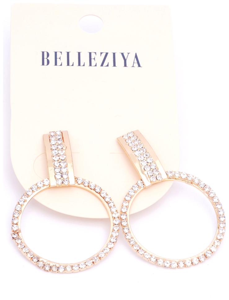 

Belleziya Gold Finish Stone Studded Drop Down Earrings Stylish Party Wear Jewelry For Women Girls