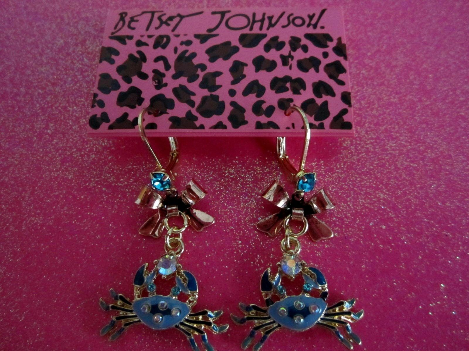 

Betsey Johnson Blue Crab W Bows Dangle Earrings