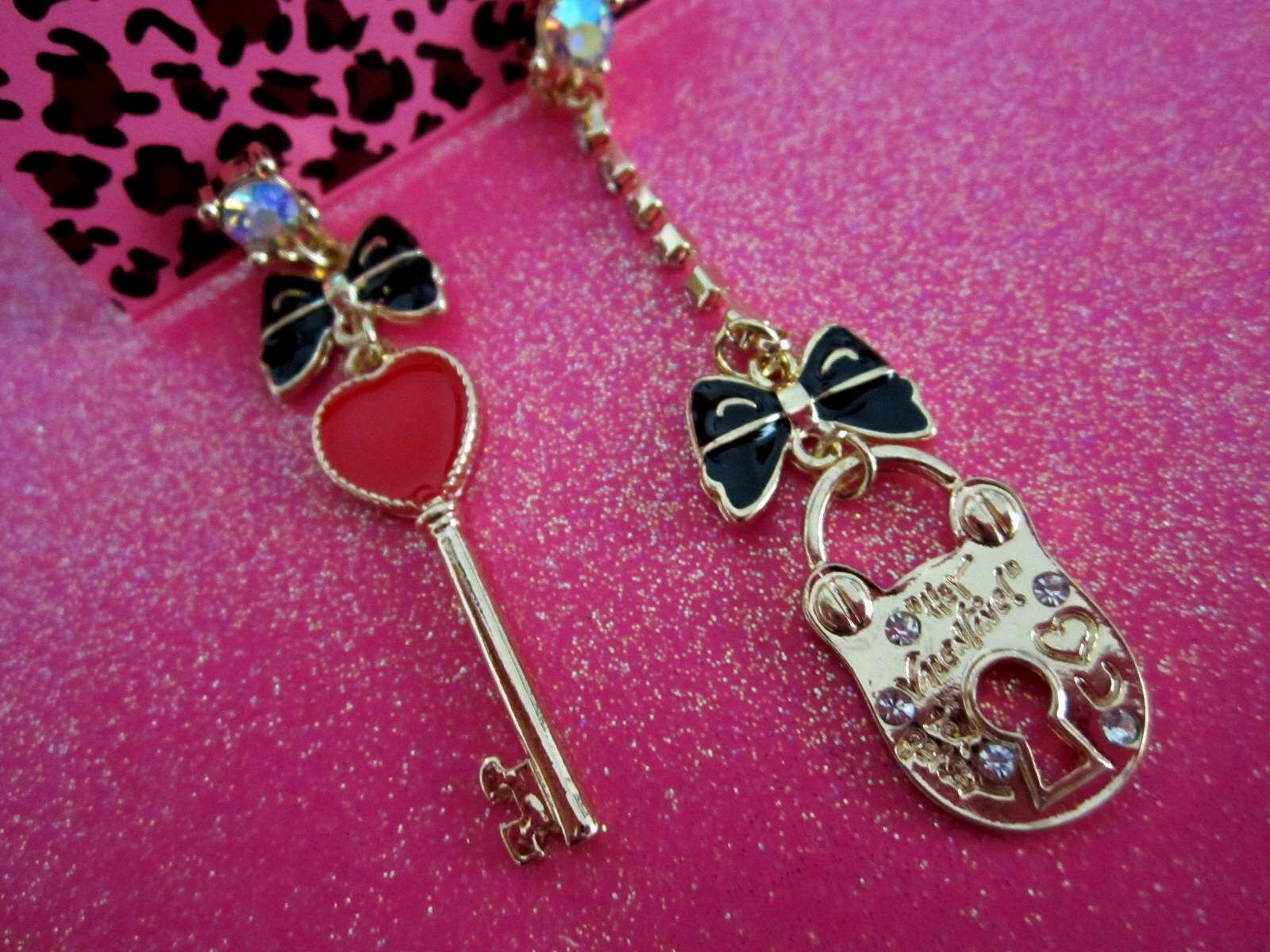 

Betsey Johnson Heart Key Lock Dangle Earrings