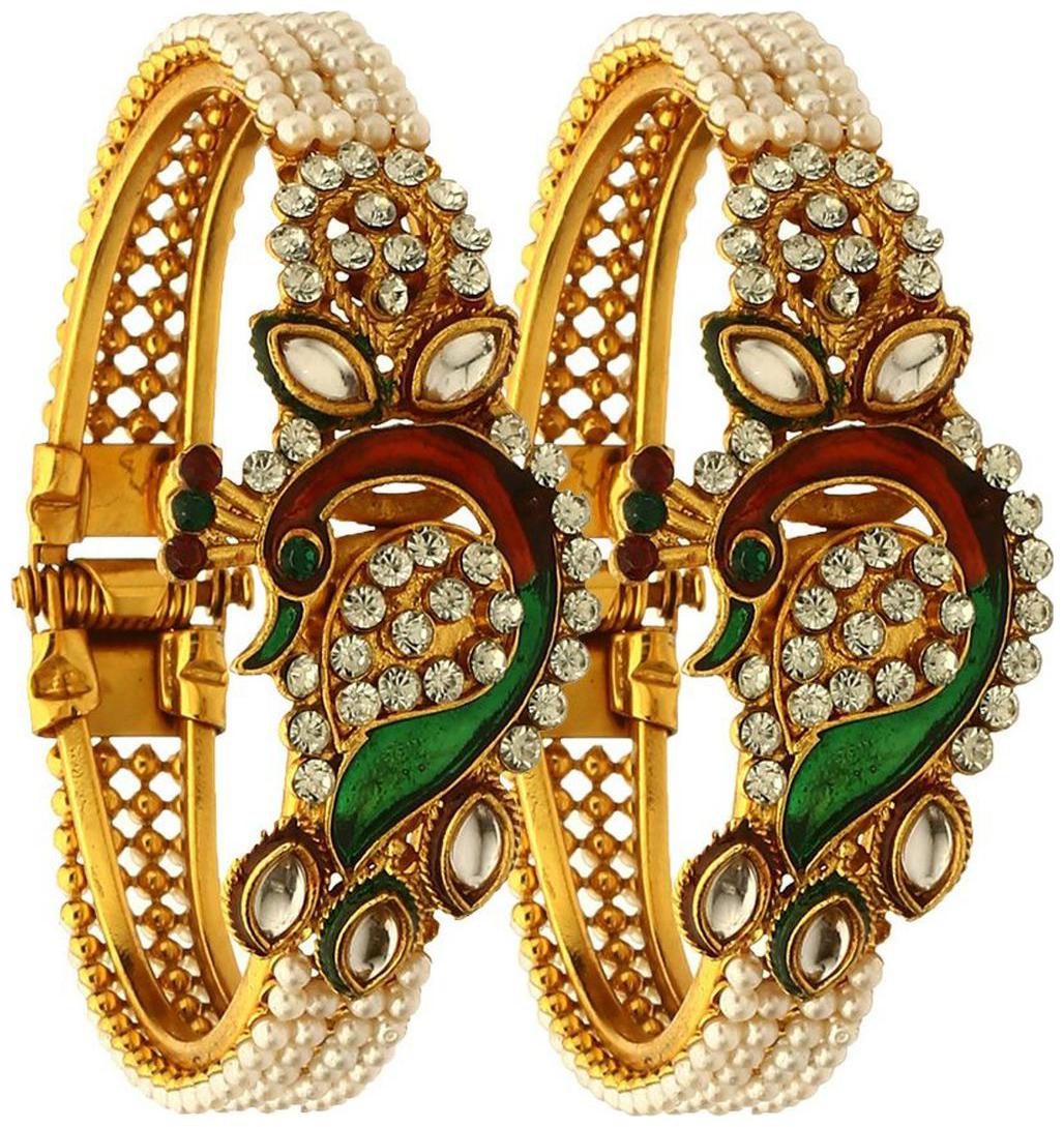 

Bhagya Lakshmi Traditional Red Colour Peacock Style Bracelet Set For Women