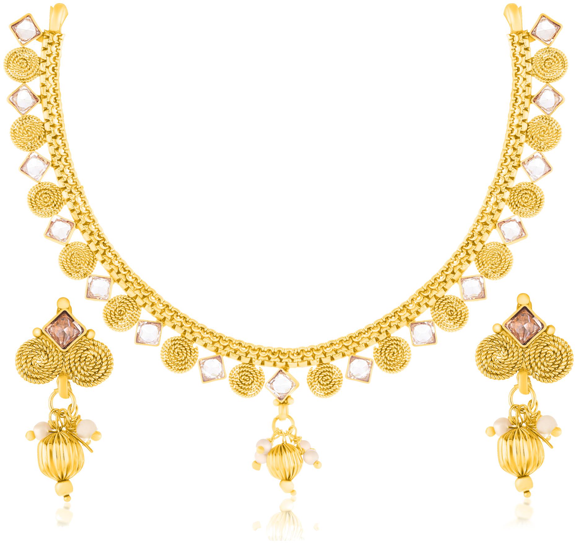 

Bhagya Lakshmi Women s Pride Traditional Gold Plated Necklace With Earrings For Women