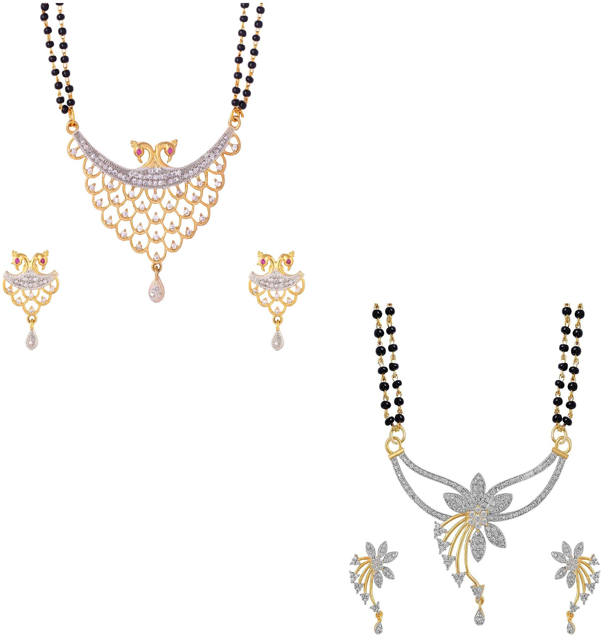 

Bhagya Lakshmi Women s Pride AD Mangalsutra Combo With Earrings For Women