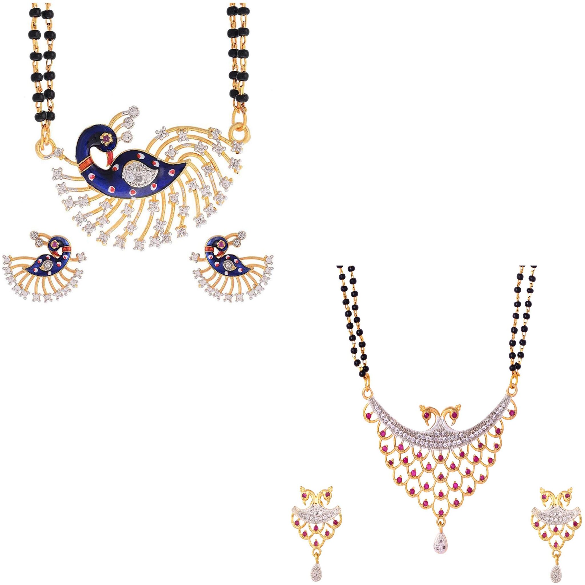 

Bhagya Lakshmi Women s Pride AD Mangalsutra Combo With Earrings For Women