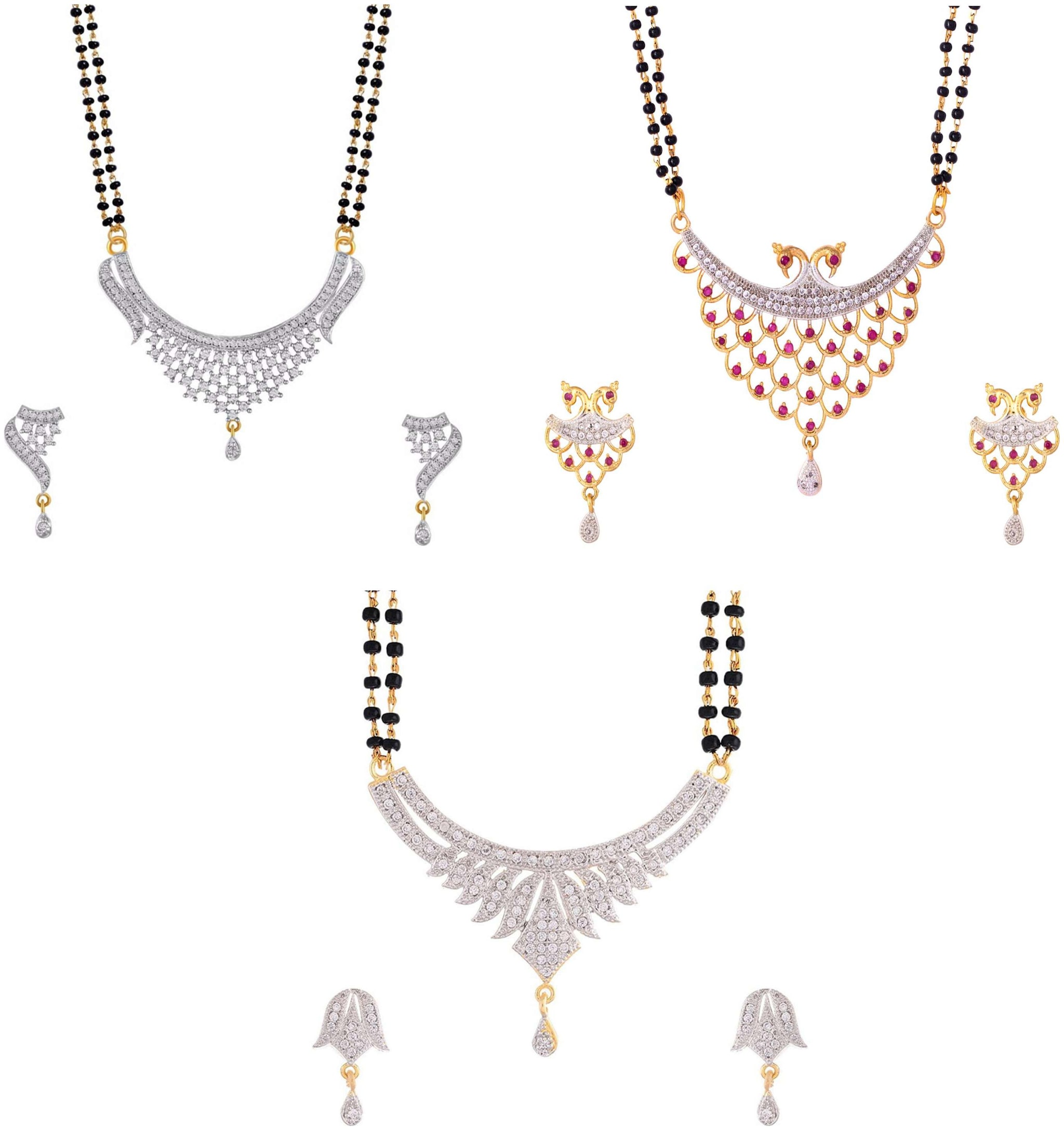 

Bhagya Lakshmi Women s Pride AD Mangalsutra Combo With Earrings For Women